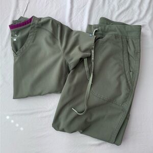 Med couture scrubs in olive green